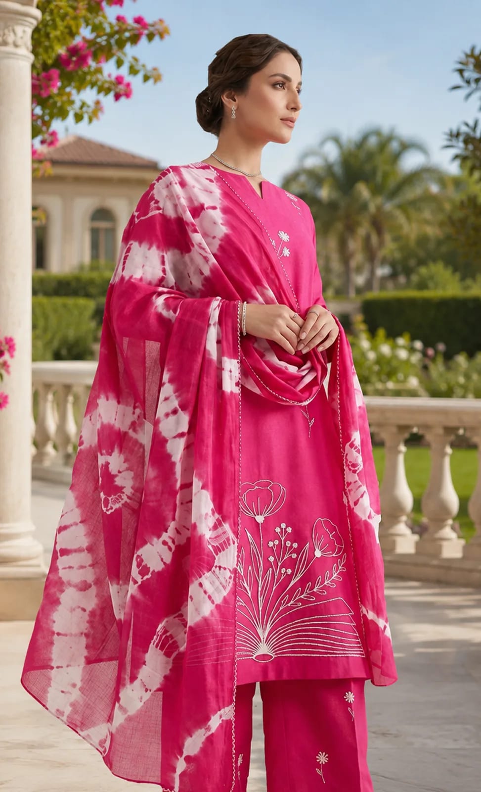 Bahaar (Hand Embroidered), 3 pc suit with lawn duppata, view 5