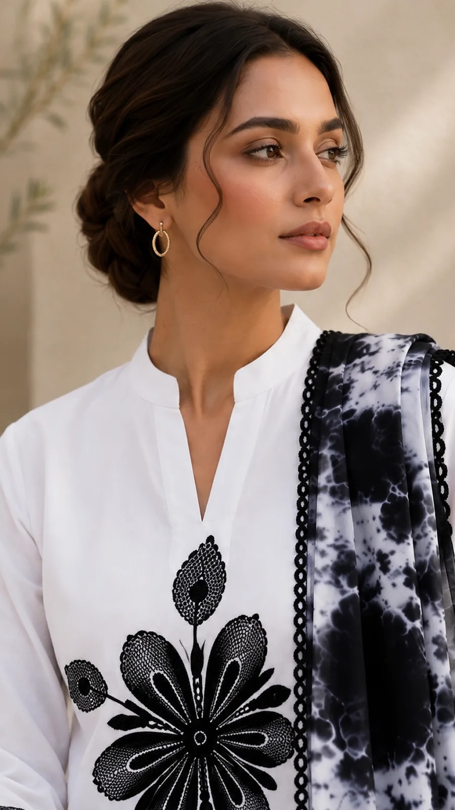 Sufaid (Hand Embroidered), 3 pc suit with lawn duppata, view 6