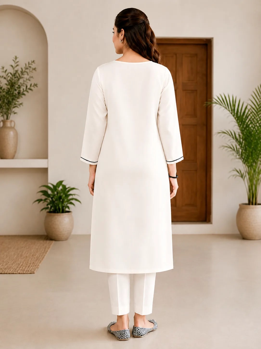 Chandni (Hand Embroidered), 2pc lawn suit Hand Embroidered, view 3