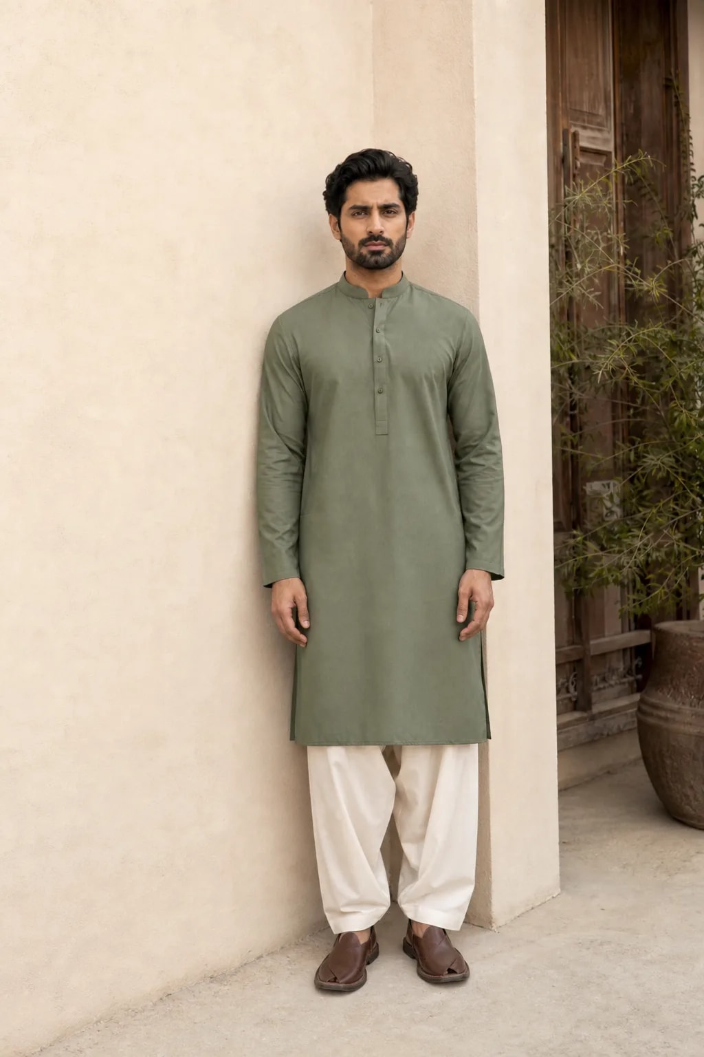 Ehsan, Kurta with White Shalwar, alternate view