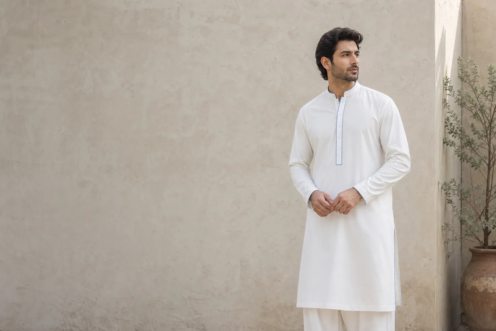 Wali, Kurta with White Shalwar, view 3