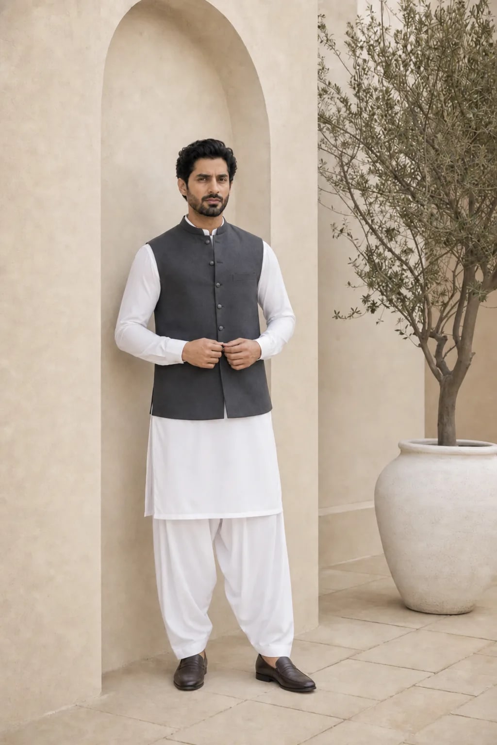 Adeel, Shalwar Kameez with Waistcoat, view 3