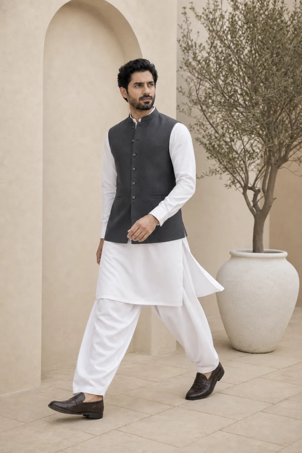 Adeel, Shalwar Kameez with Waistcoat, view 4