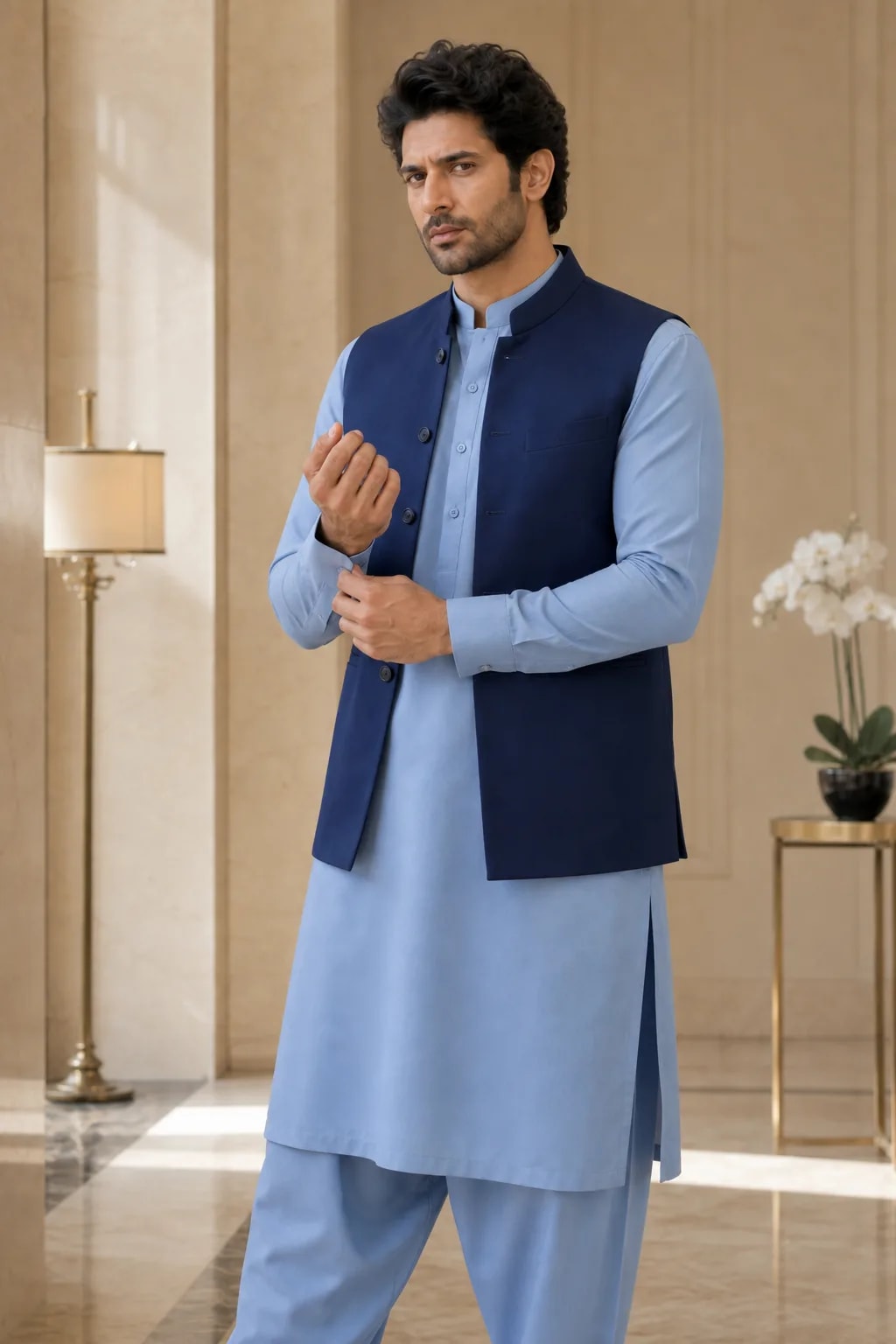 Danish, Shalwar Kameez with Waistcoat, alternate view