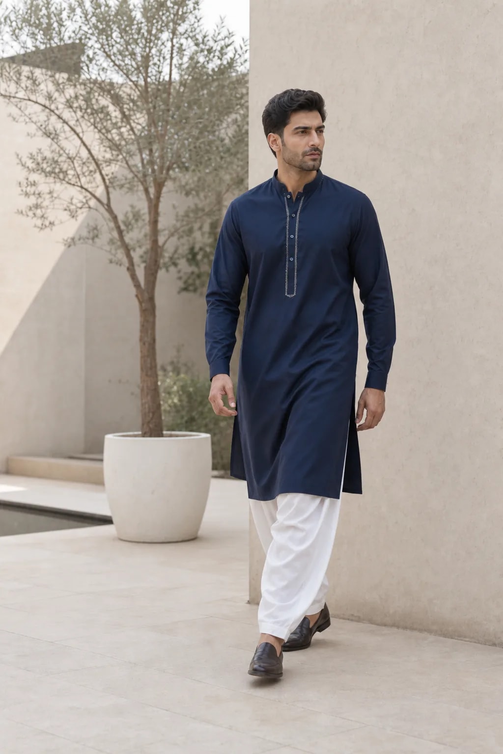 Rayyan, Kurta with White Shalwar, view 3