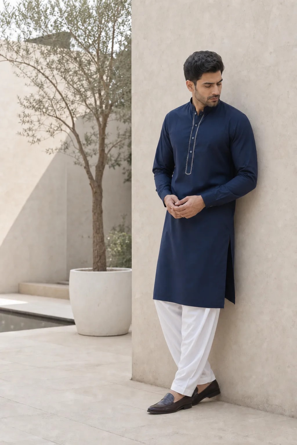 Rayyan, Kurta with White Shalwar, view 4