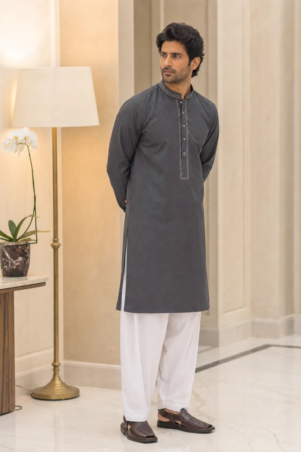 Kashan, Kurta with White Shalwar