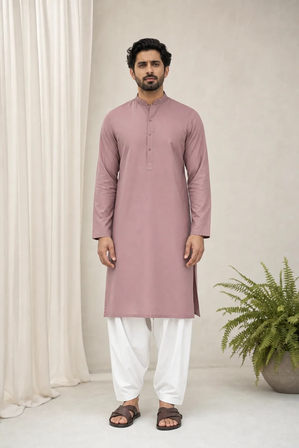 Idris, Kurta with White Shalwar