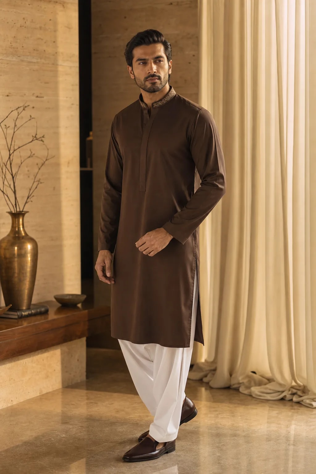 Saad, Kurta with White Shalwar