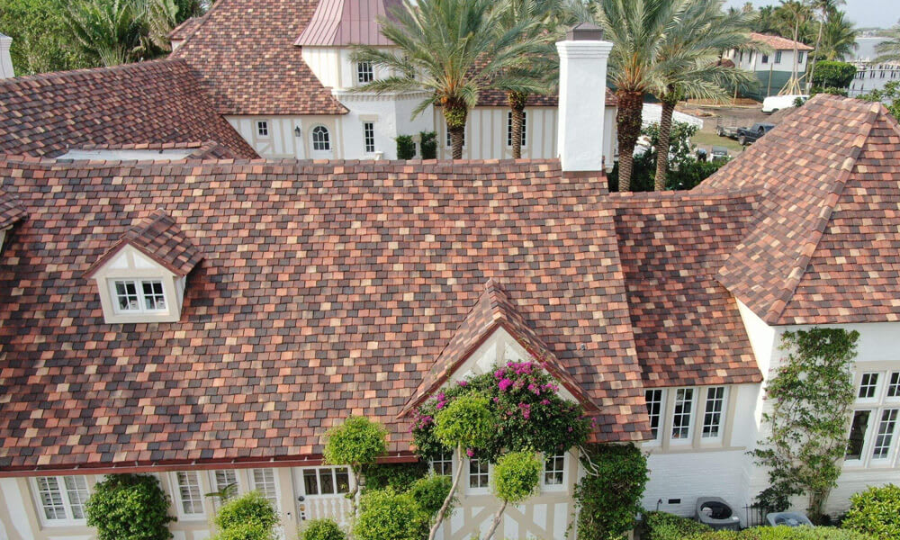 Spanish Revival home with terra cotta barrel tile roof