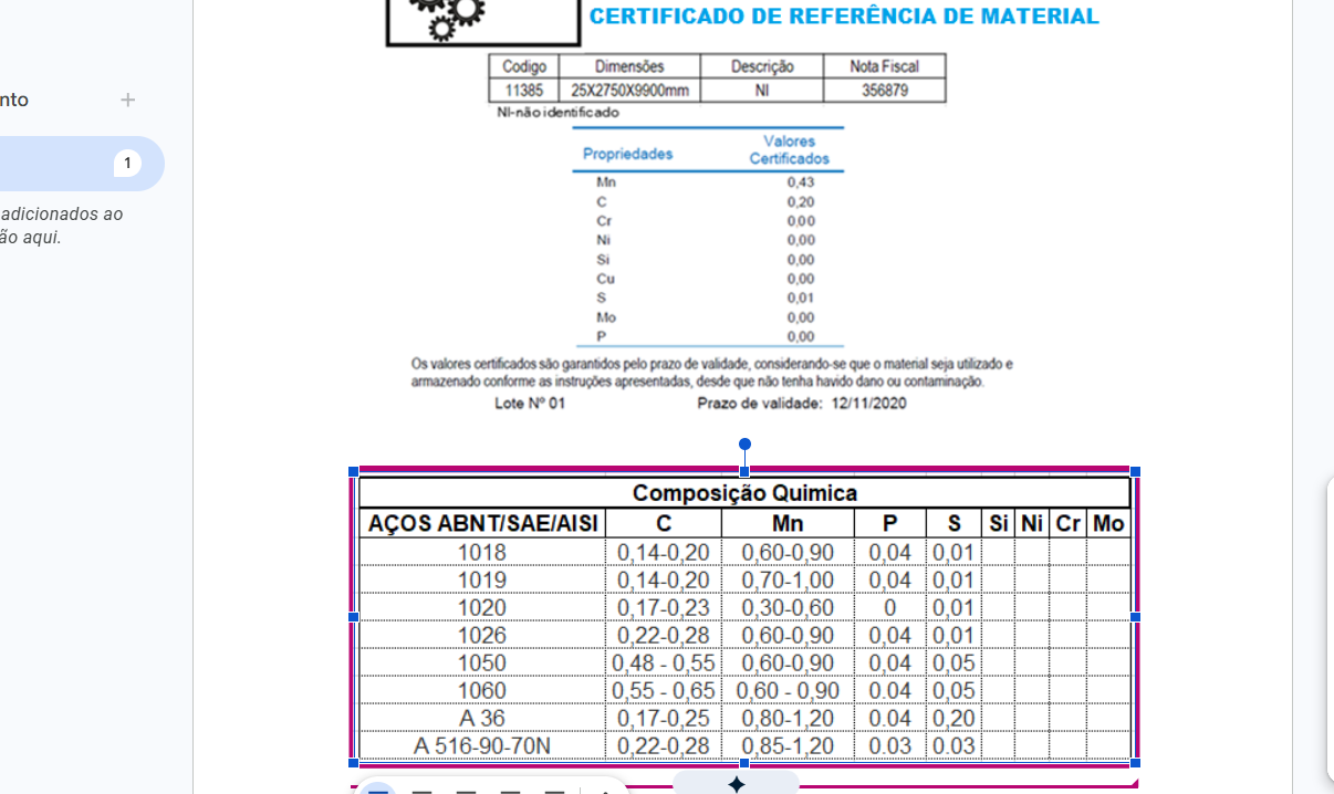 Vela sintética de maça