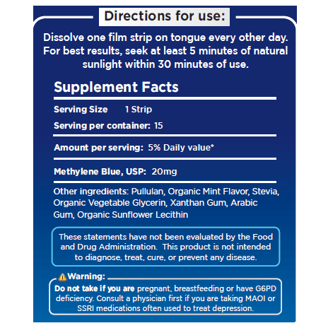 Methylene Blue Nootropic Dissolving Strips supplement facts