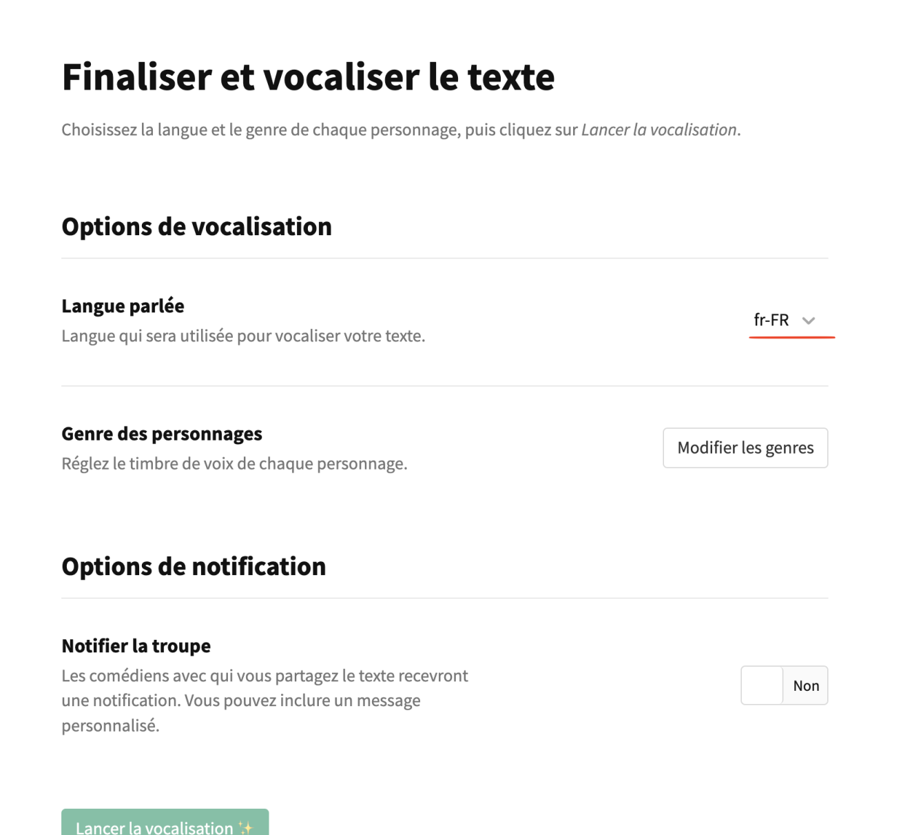 Changer la langue de vocalisation