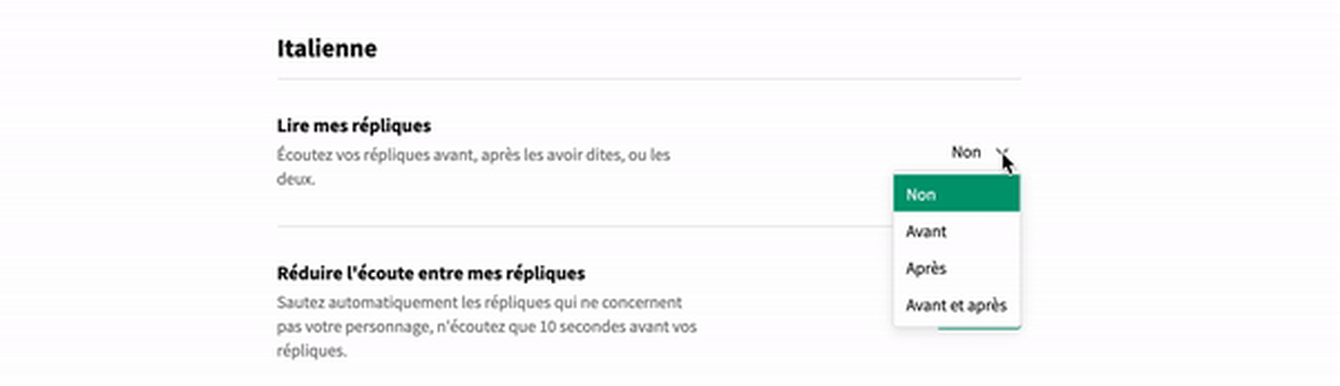 mode de répétition avant activé