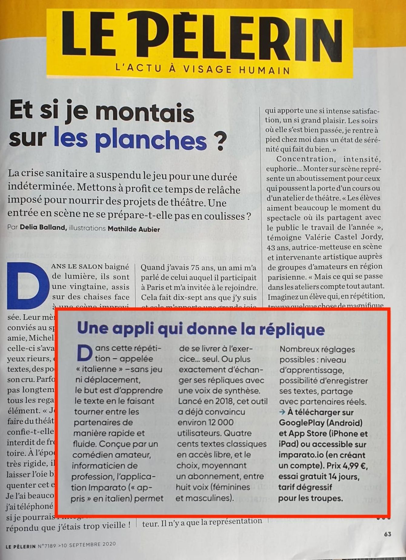 Imparato dans le Pélerin Magazine