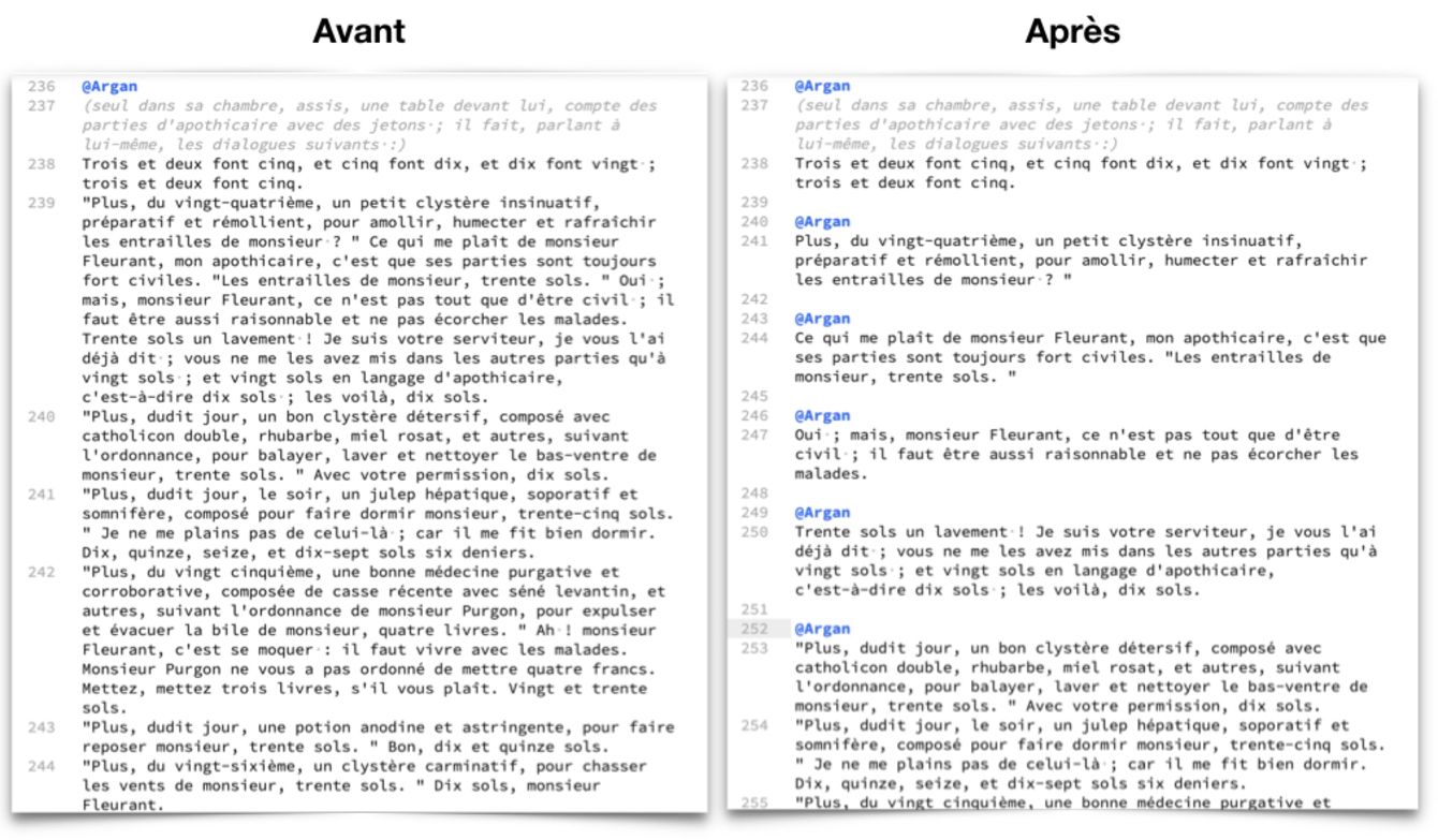 avant aprés recadrage d'un monologue