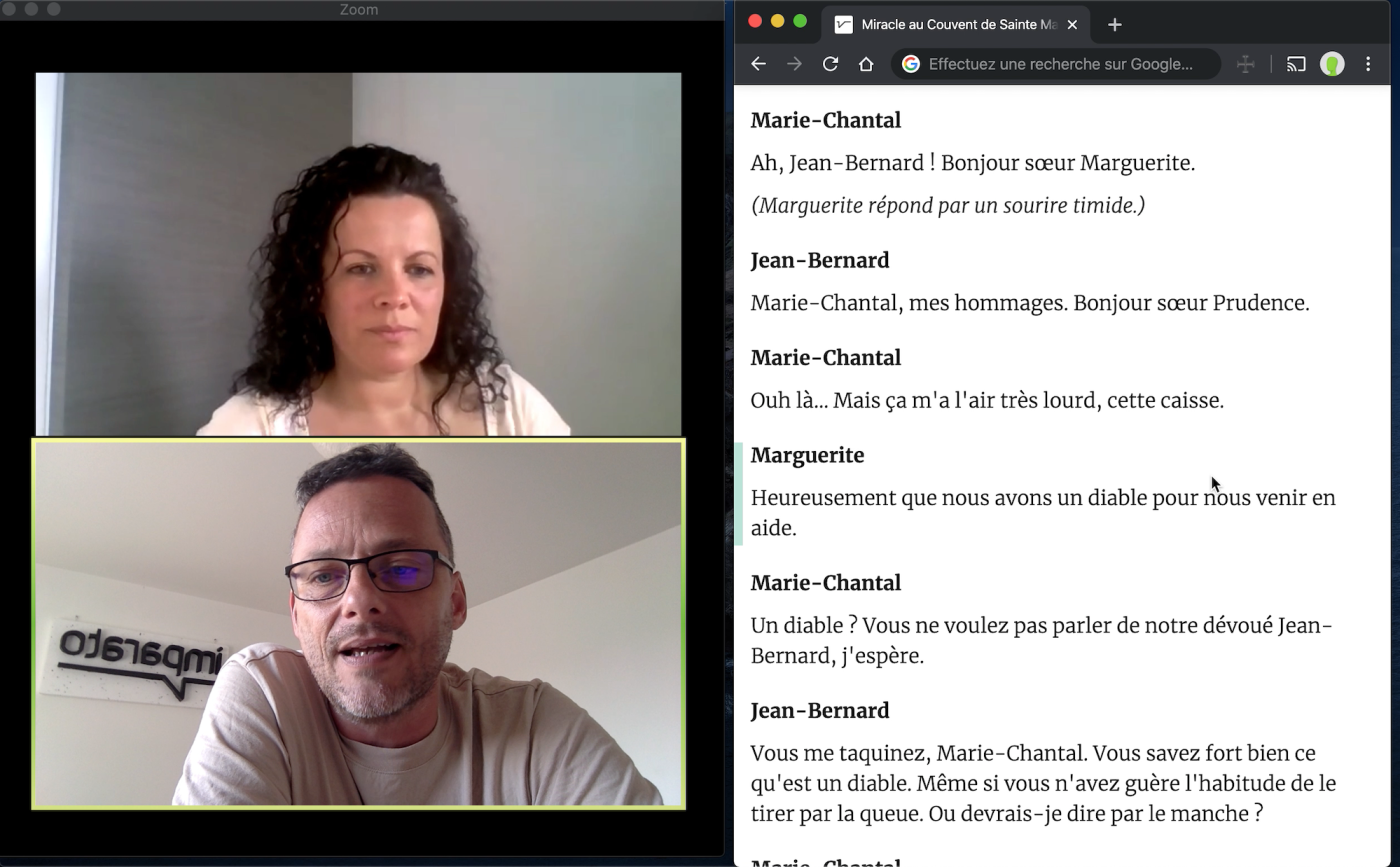 italienne en confinement avec 2 comédiens manquants