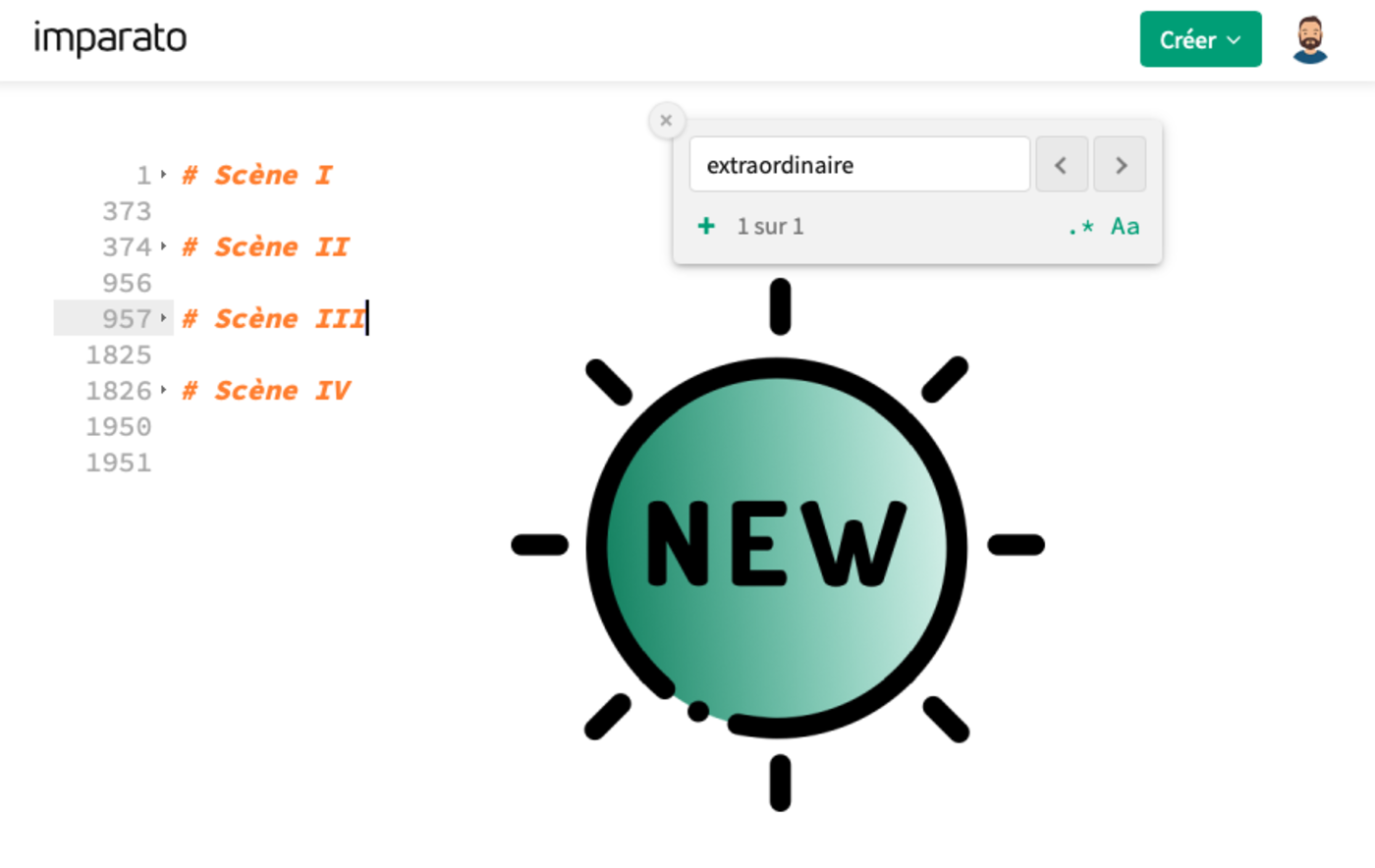 nouveautés dans l'éditeur