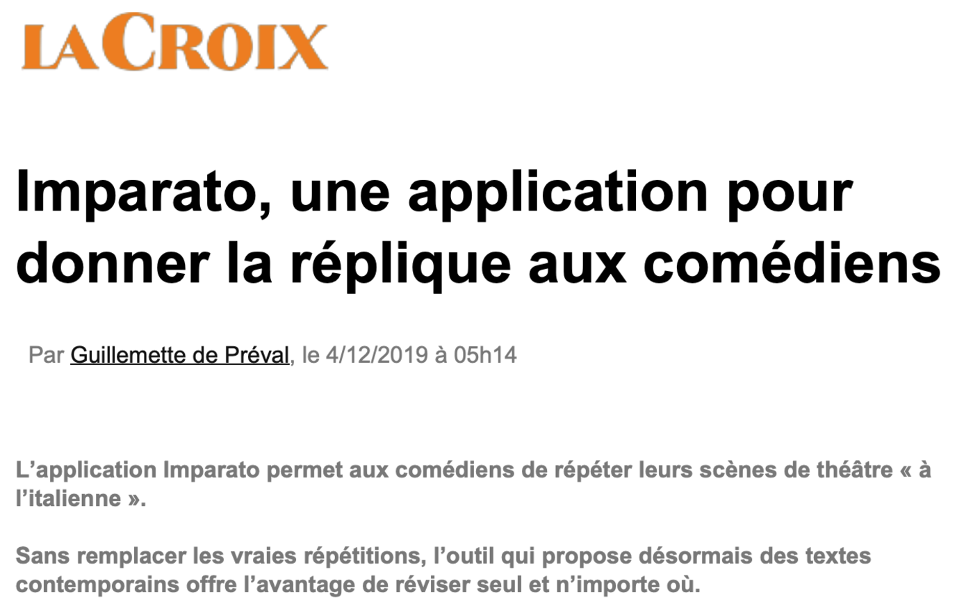 Imparato dans La Croix