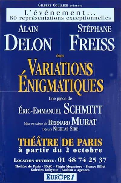 Variations énigmatiques, Delon Fraiss au théâtre de Paris, l'affiche