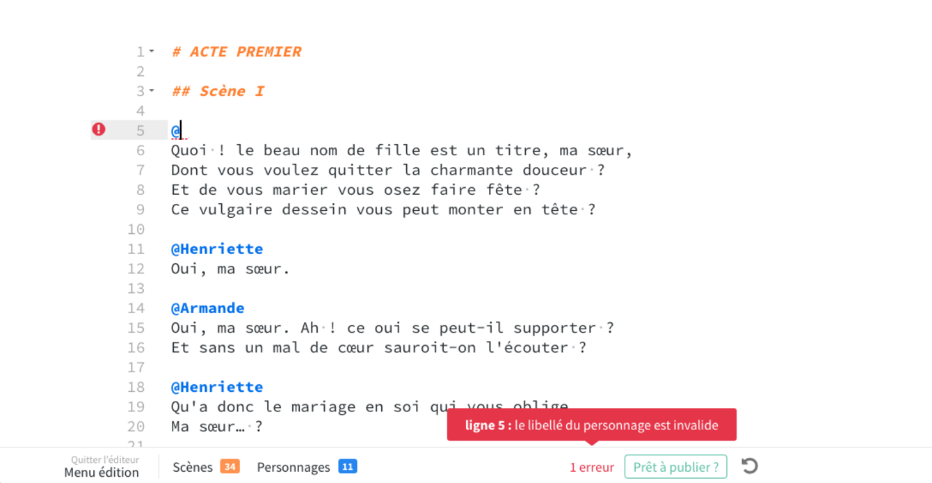 editor with syntax error
