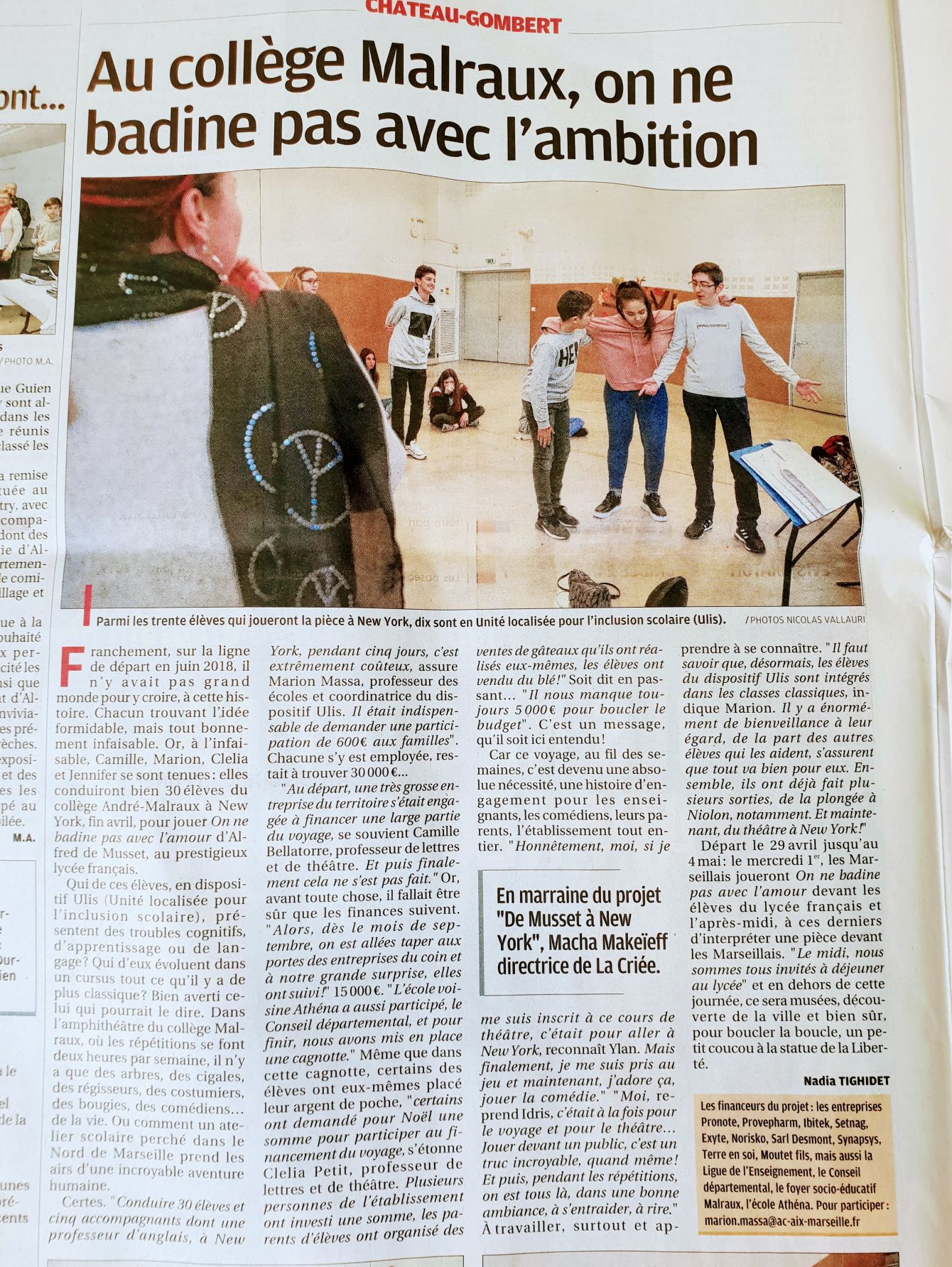 au collège Malraux on ne badine pas avec l'ambition