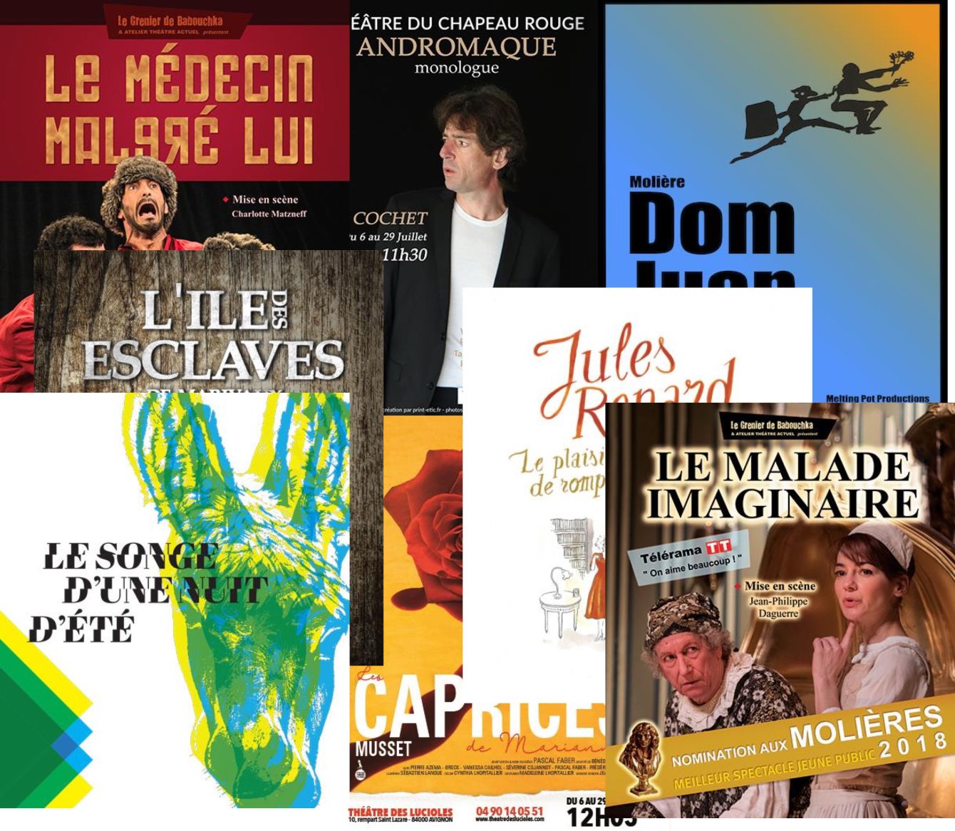 les affiches des spectacles classiques du OFF 2018