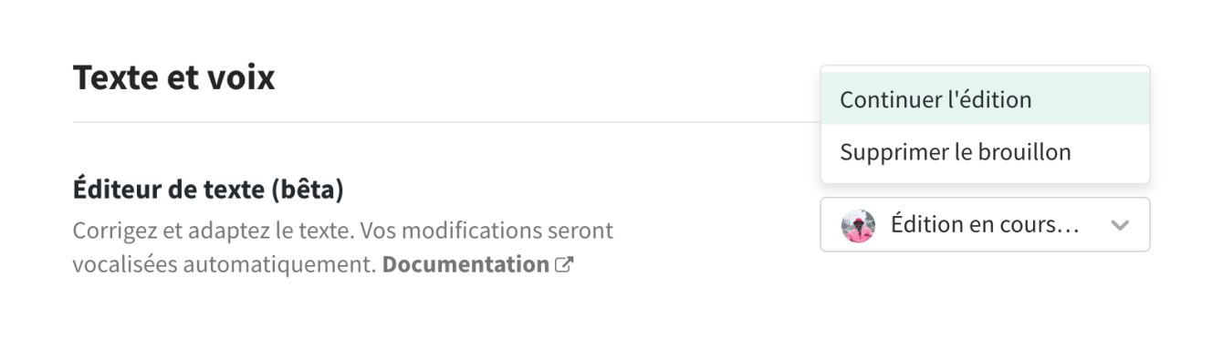 un brouillon dans l'éditeur de texte