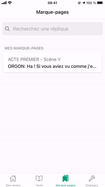 Rechercher une réplique dans le texte