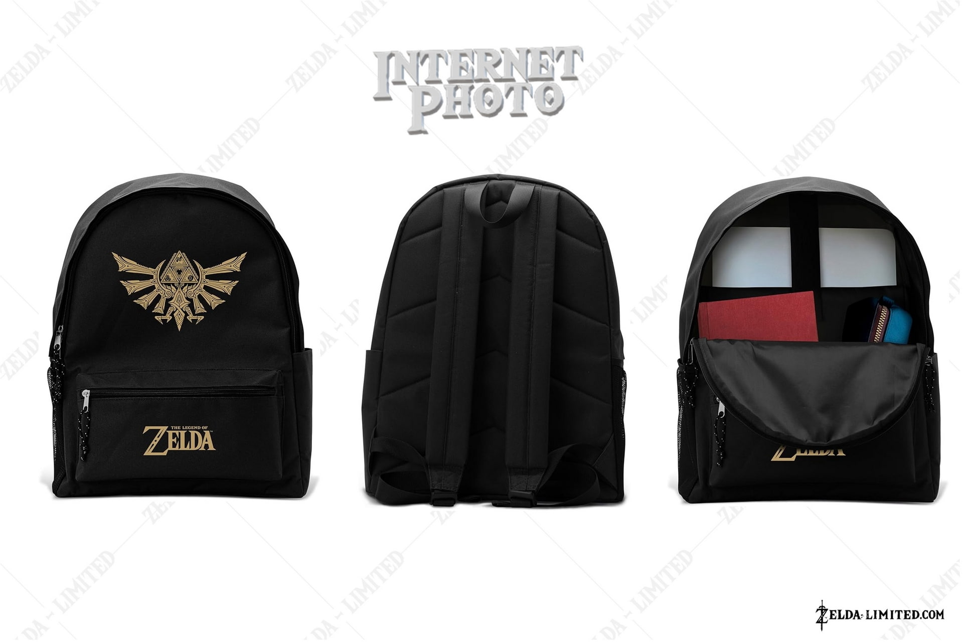 black and gold hylian crest backpack