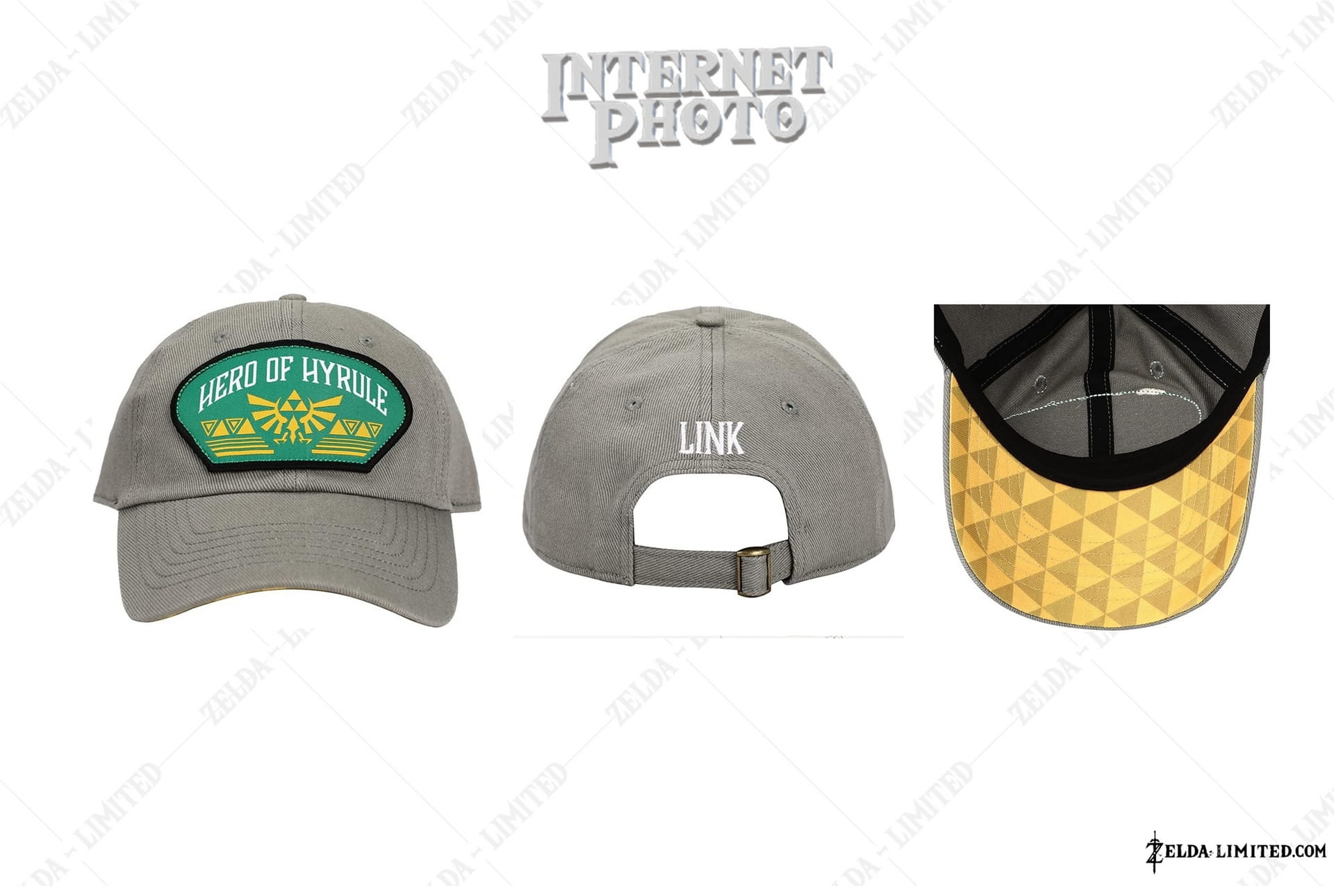 grey hero of hyrule cap with gold triforce underbrim