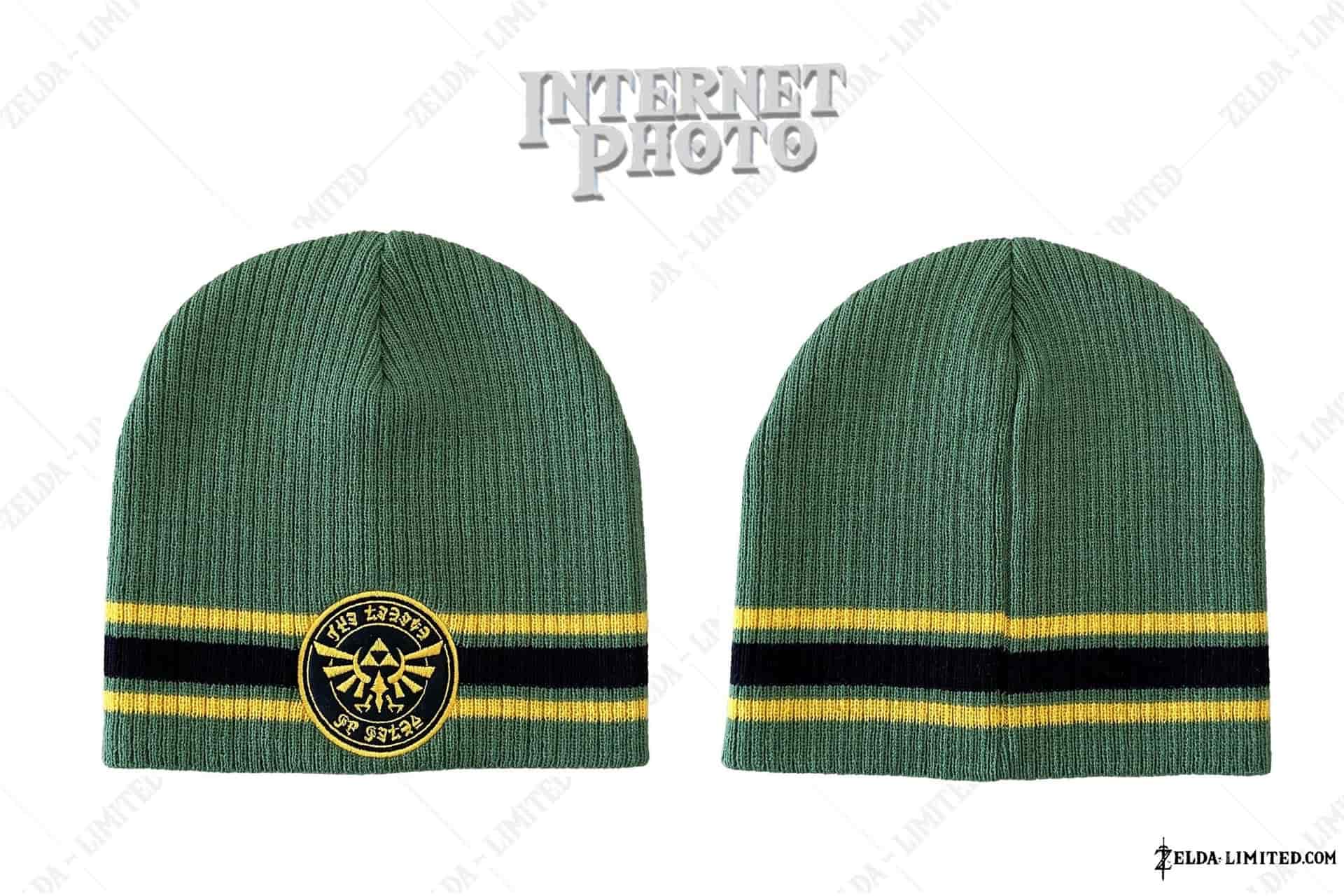 green royal crest and hylian text beanie