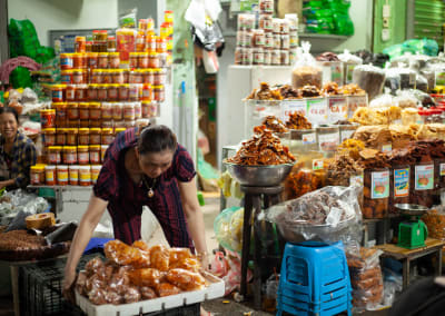 Indoor night market in Hanoi, Vietnam