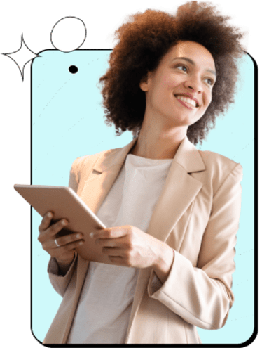 Woman with tablet device