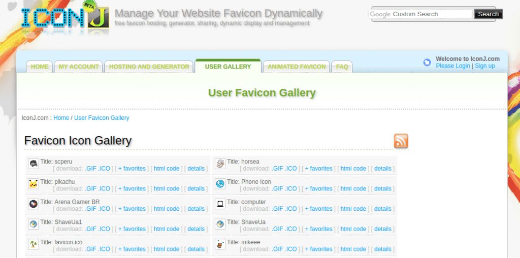 favicon gallery screen