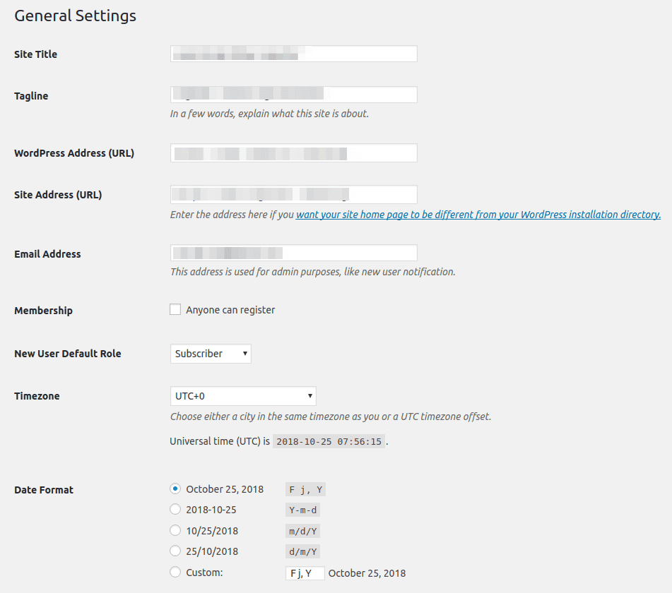 General Settings WordPress