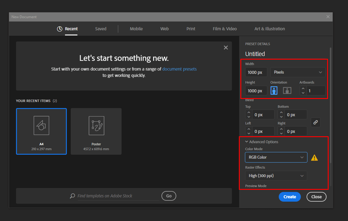 enter document parameters