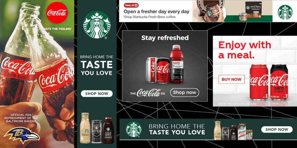 Starbucks and Coca-Cola banners