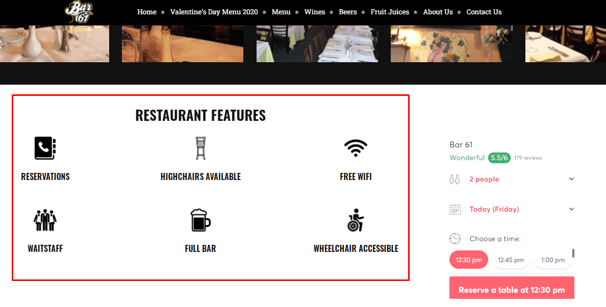 restaurant features logo