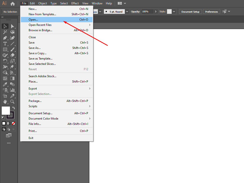 open the file in png format