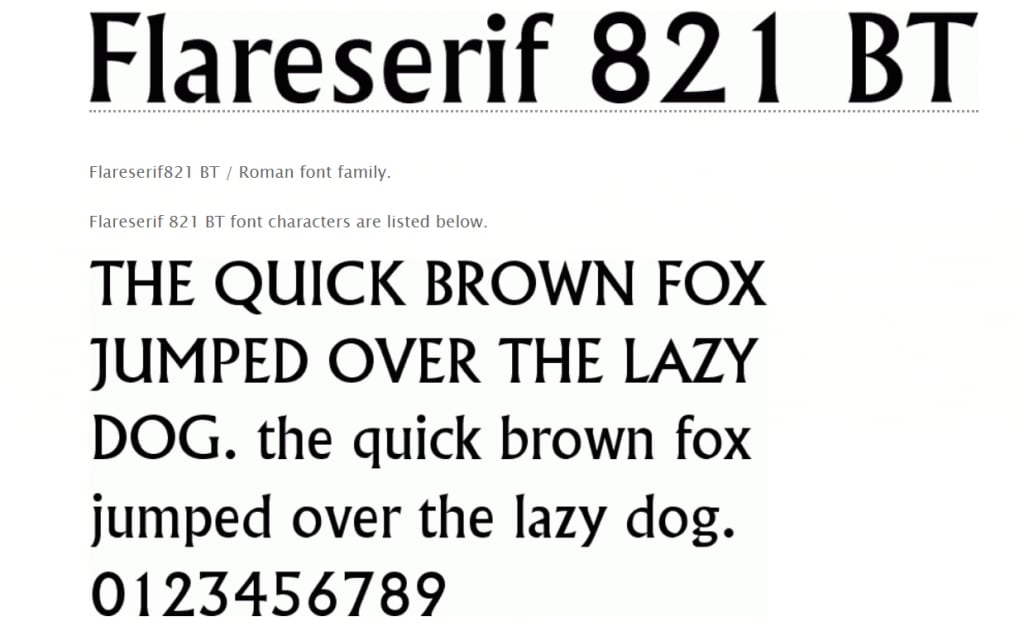 Flare Serif 821 BT Roman
