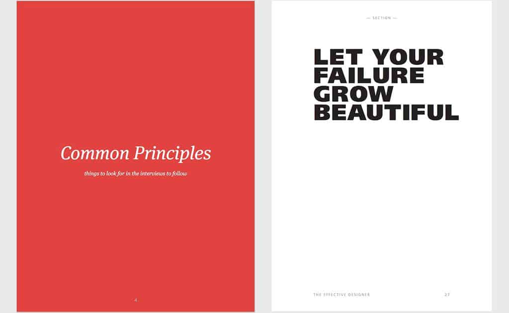 Here's a couple really simple section pages. One from our audience guide another from Alex Charchar's The Effective Designer