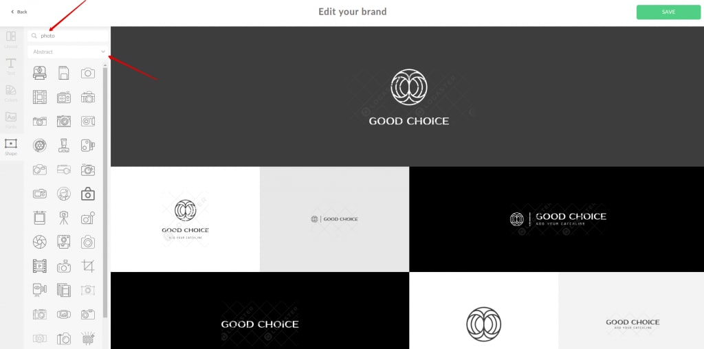 icons by keywords and categories