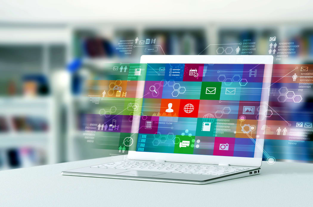 screen with software icons