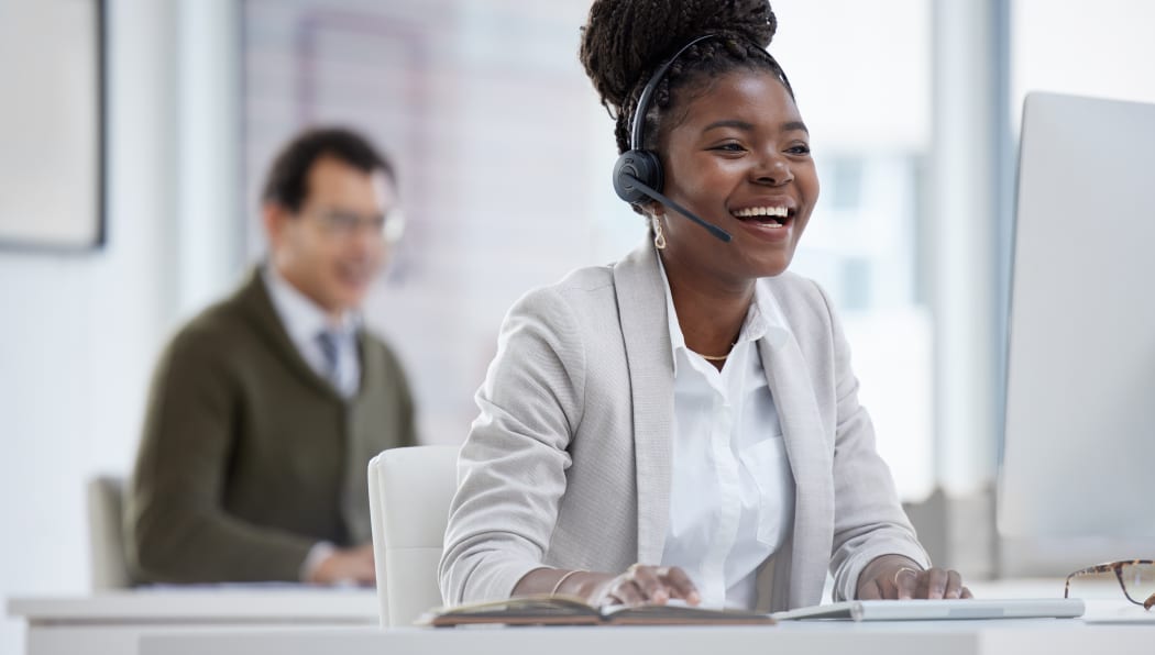 woman with headset
