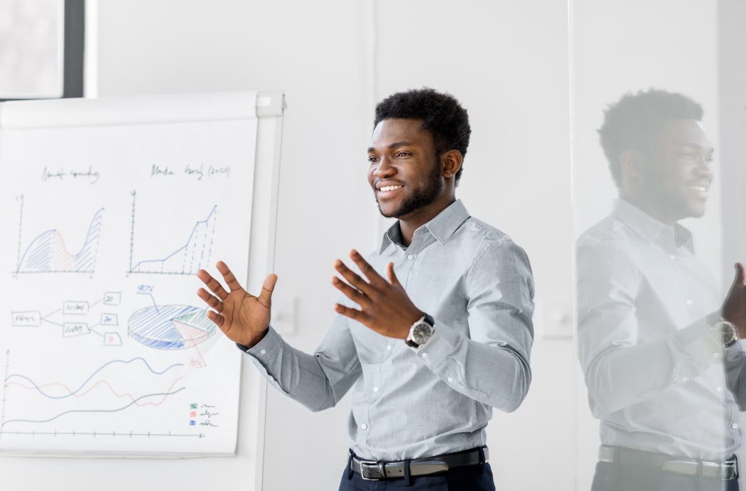 man giving presentation