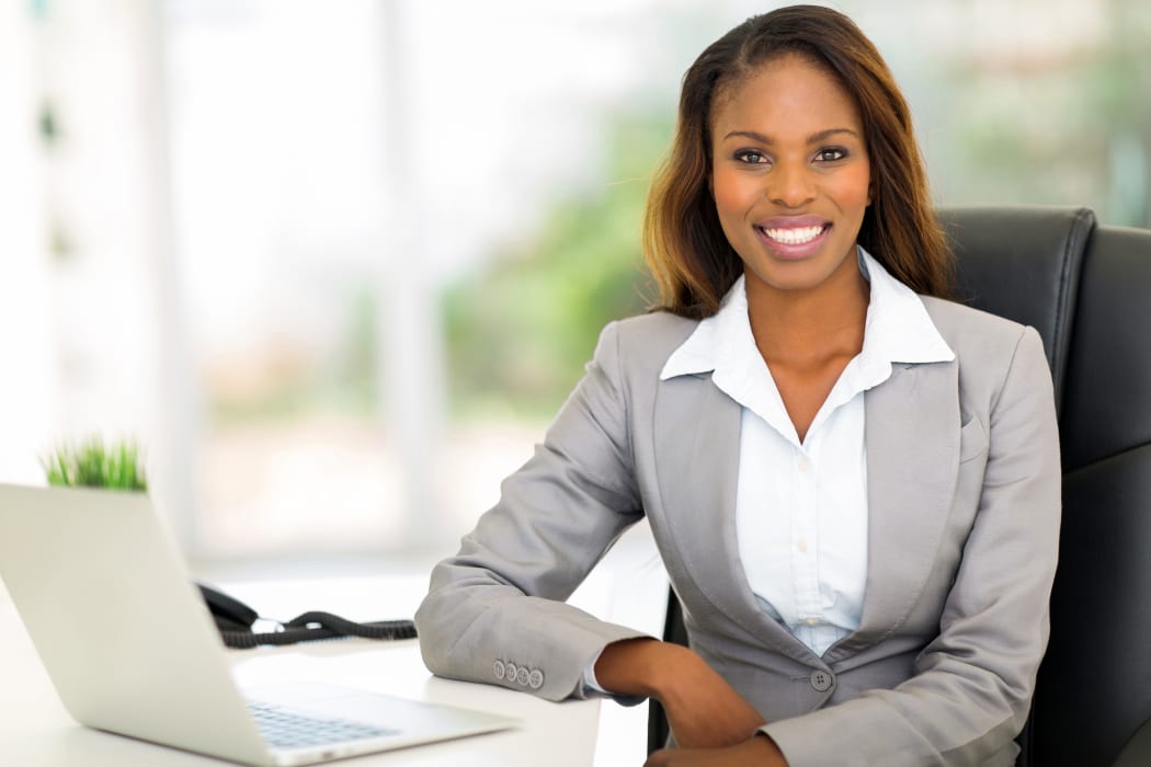 smiling successful businesswoman