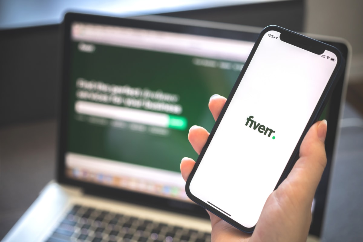 Fiverr on phone