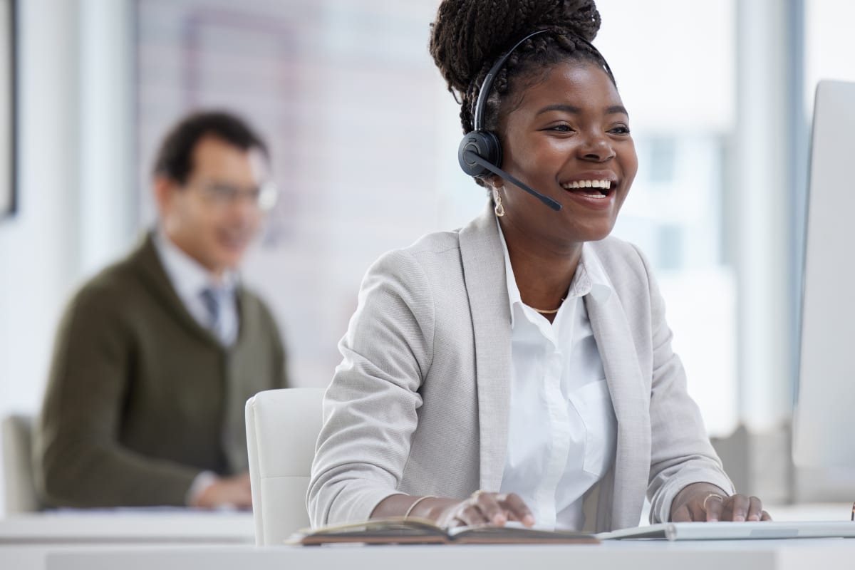 woman with headset