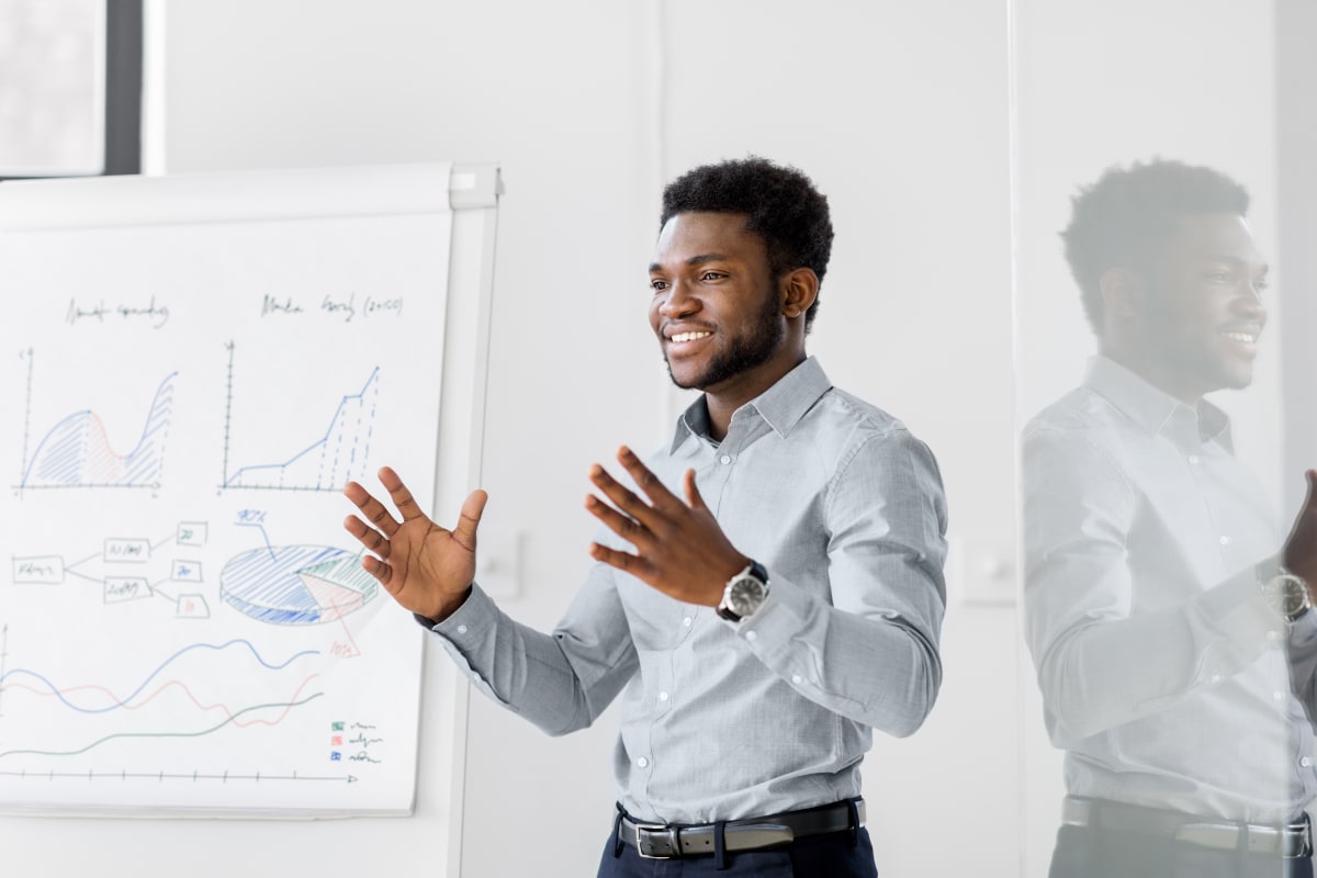 man giving presentation